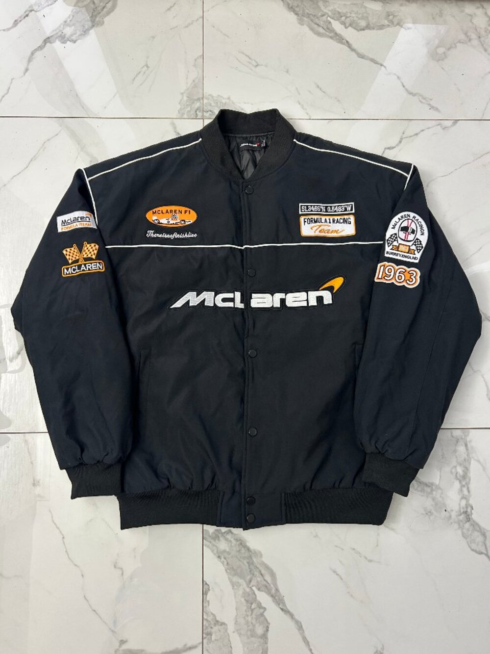 McLaren F1 Racing Jacket Black – Vintage Embroidered Bomber